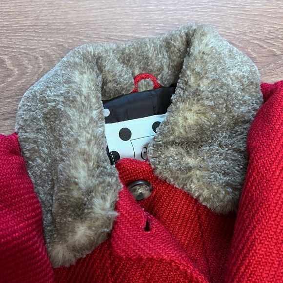 Cherokee Red Dress Coat with Faux Fur Collar 2T - Picture 10 of 10